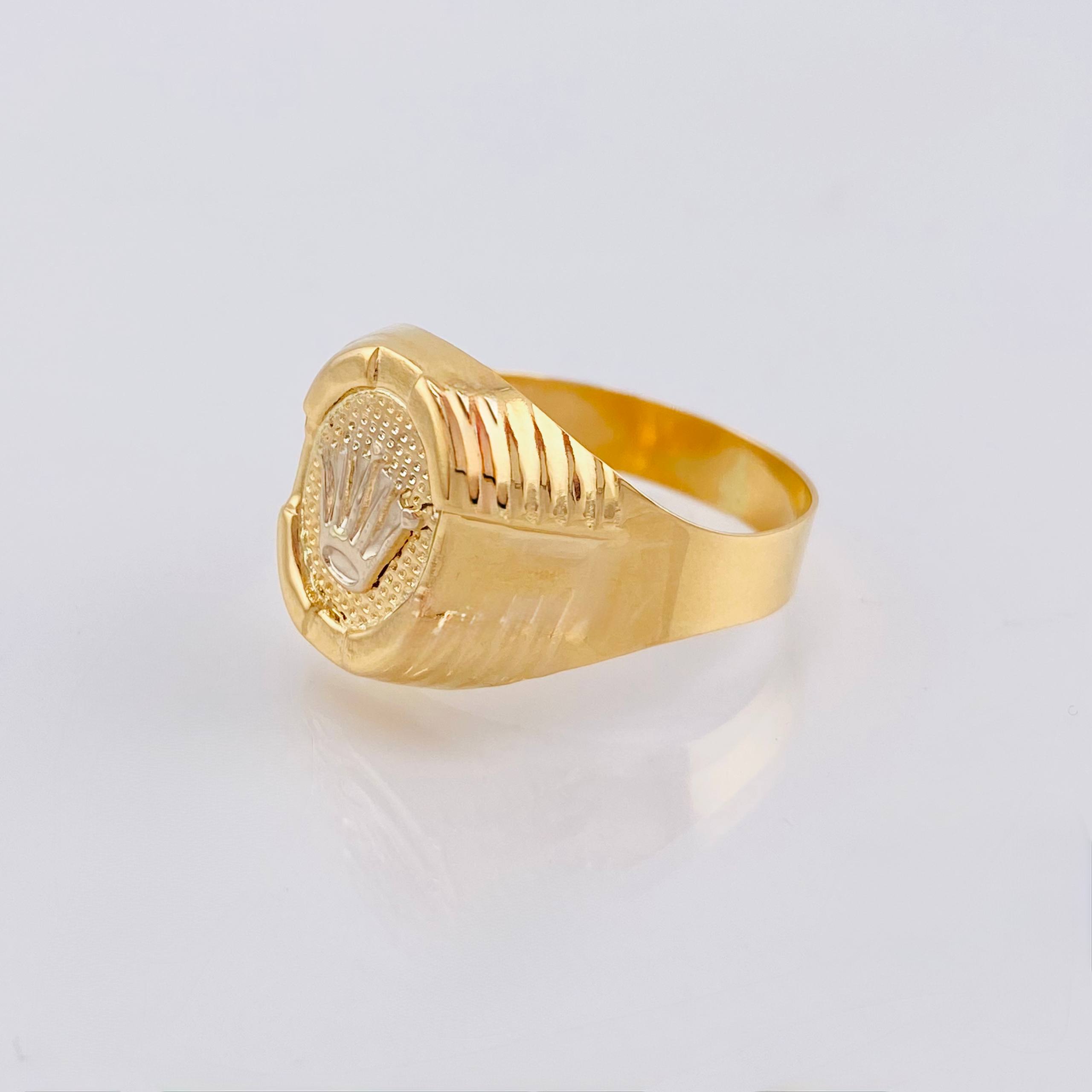 Anillo Corona Rx 3.8gr / T12 / Dos Oros Amarillo Blanco 18K ©