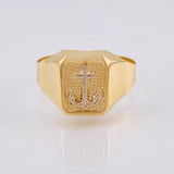Anillo Marco Ancla 3.55gr / T11 1/2 / Dos Oros Amarillo Blanco 18K