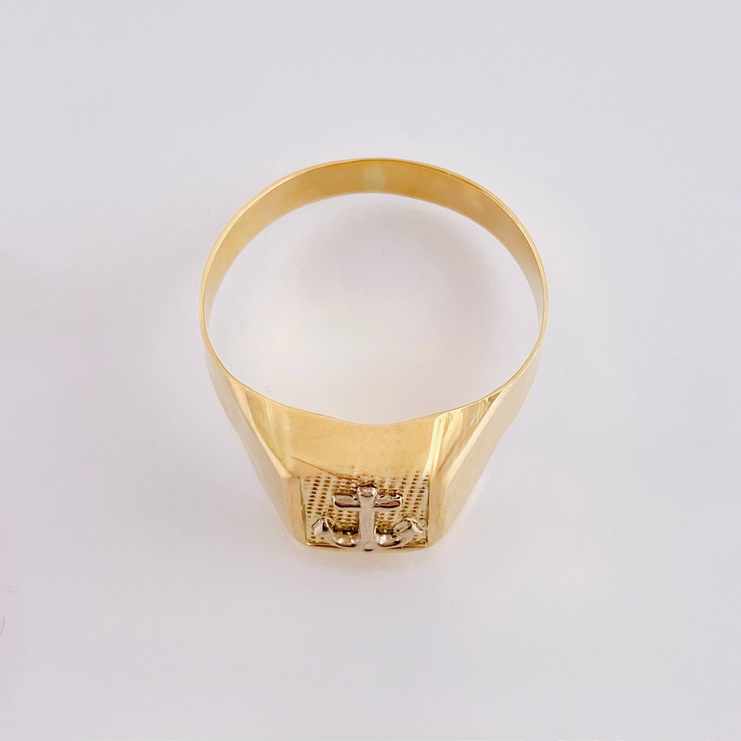 Anillo Marco Ancla 3.45g / T10 Dos Oros Amarillo Blanco 18K