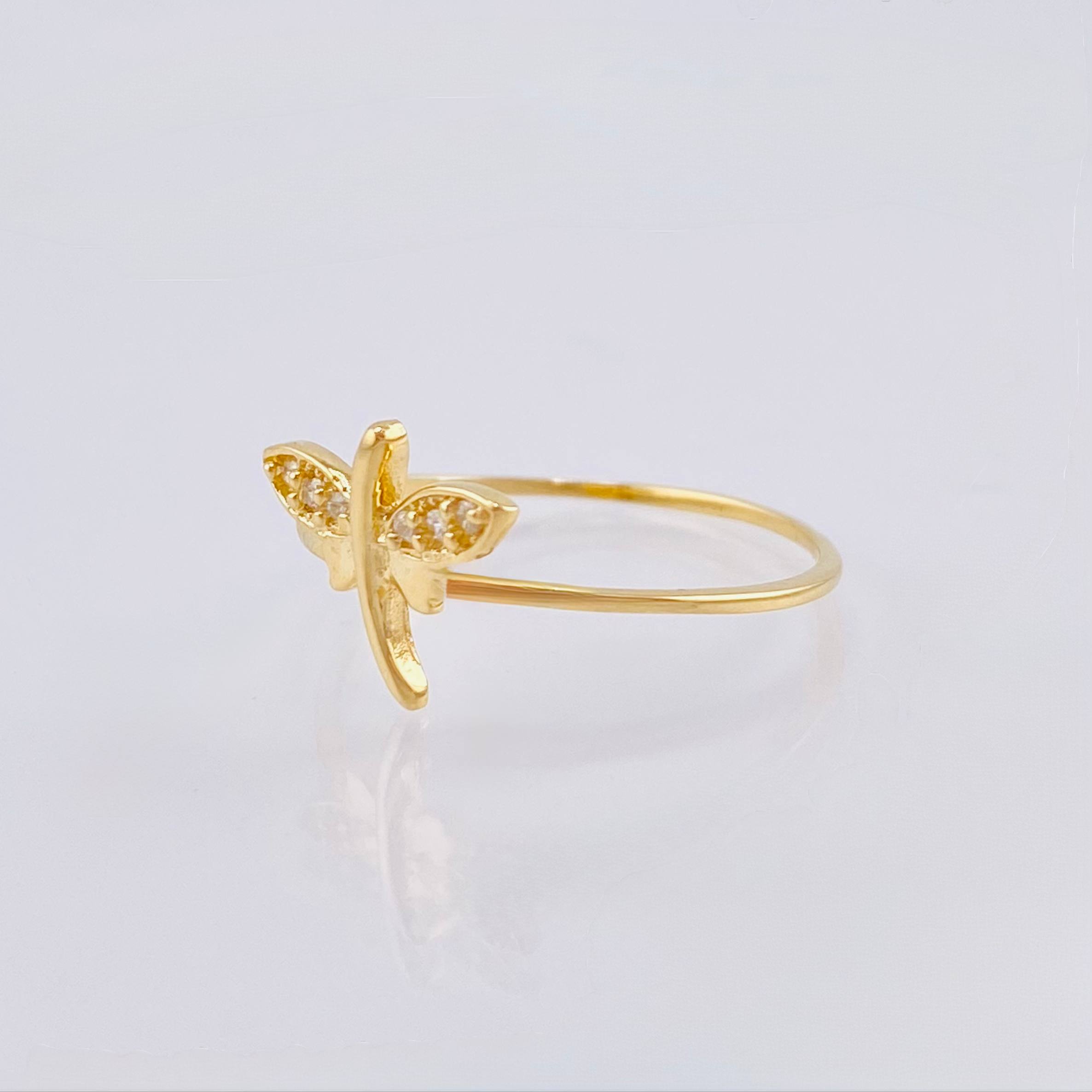 Anillo Libelula 1.1 g / T7 1/4 Oro Amarillo 18K