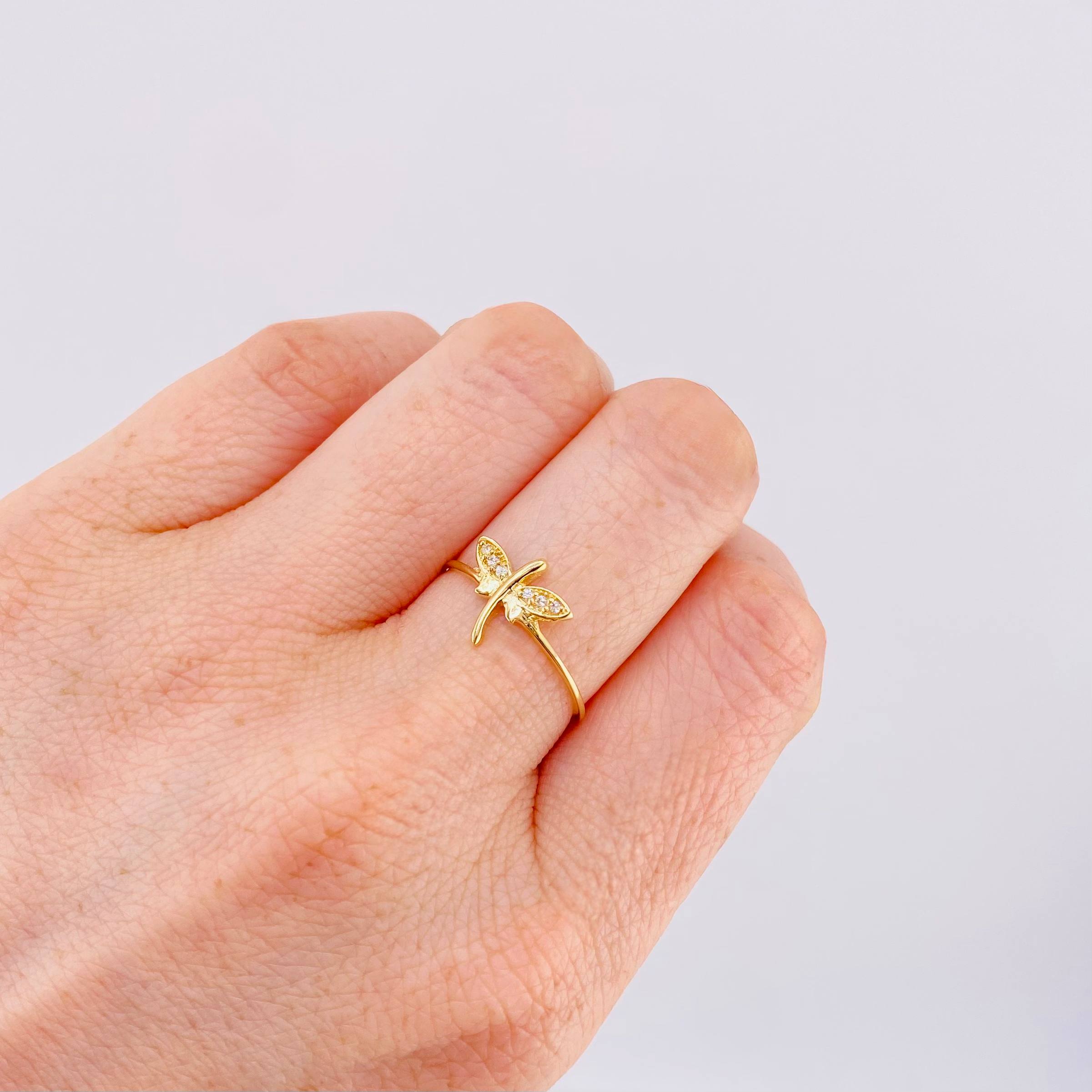 Anillo Libelula 1.1 g / T7 1/4 Oro Amarillo 18K