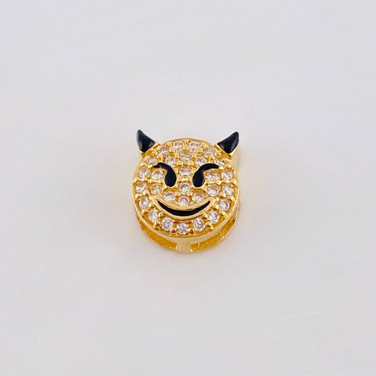 Herraje Emoji Diablo Cachos Negros 1.1gr / 0.8cm / Oro Amarillo 18K