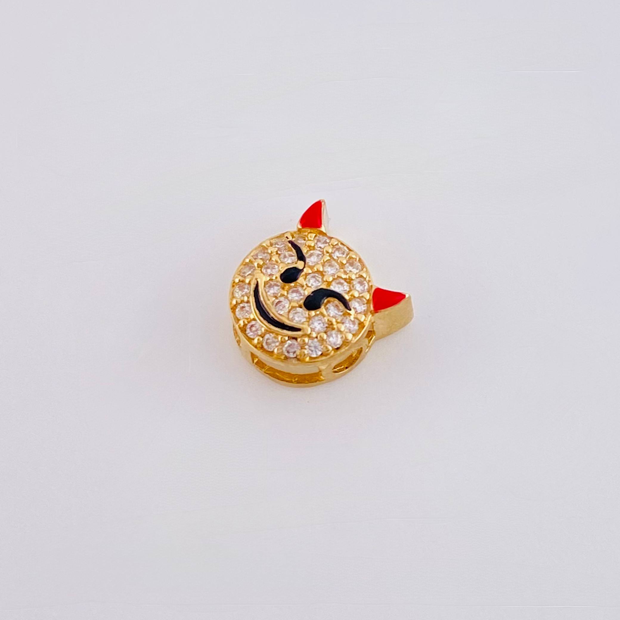 Herraje Emoji Diablo Cachos Rojos 1.1gr / 0.8cm / Oro Amarillo 18K