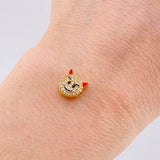 Herraje Emoji Diablo Cachos Rojos 1.05gr / 0.8cm / Oro Amarillo 18K