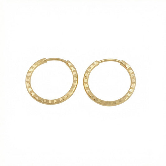 Candongas  Aro Diamantado 0.6gr / 1.4cm / Oro Amarillo 18K ©