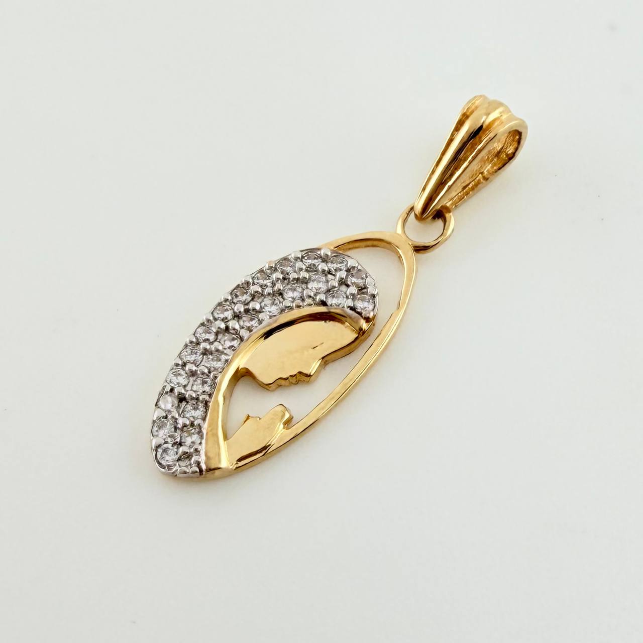 Dije Virgen Maria 1.1gr / 2.4cm / Dos Oros Amarillo Blanco 18K ©