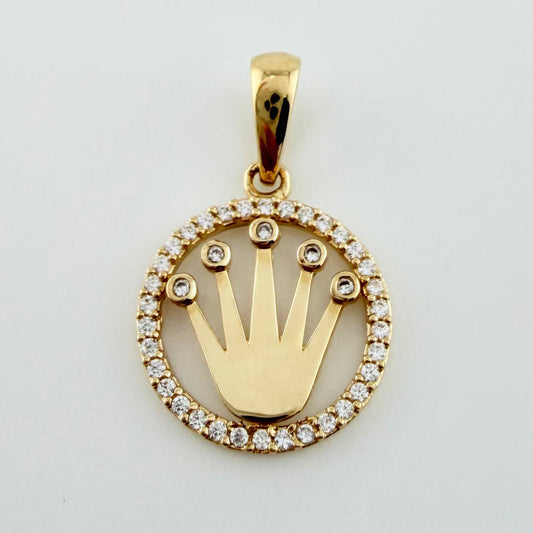 Dije Marco Circular Corona 1.7gr / 2.3cm / Oro Amarillo 18K