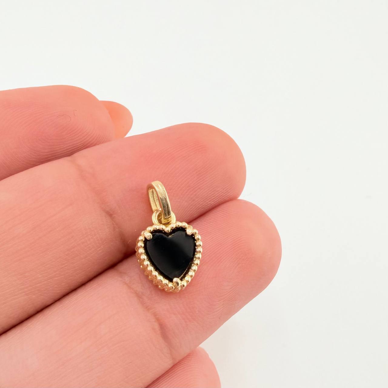 Dije Corazon Negro 1gr / 1.4cm / Oro Amarillo Nac.Esp. 18K