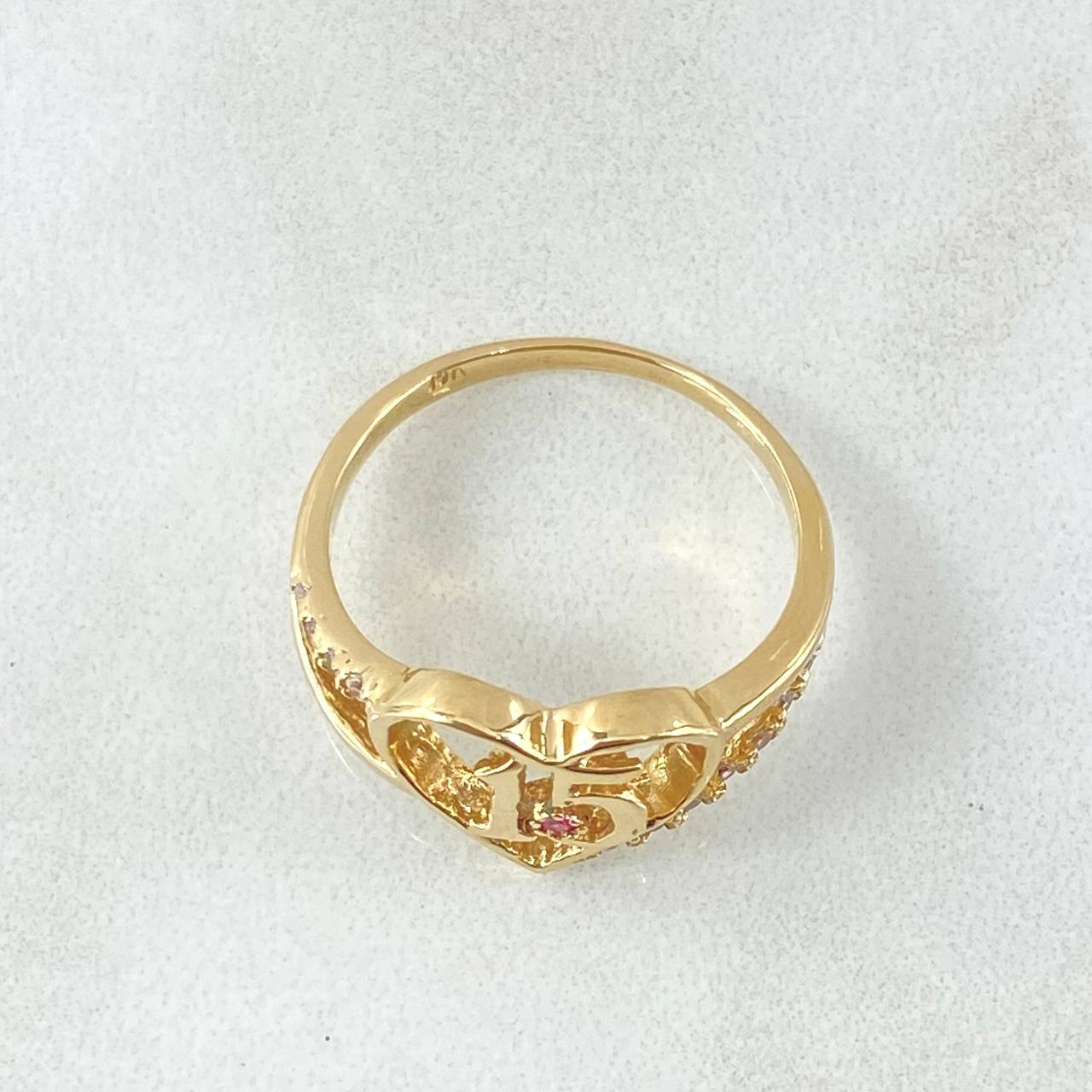 Anillo Corazon Quinces 2.85gr / T6 1/4 / Oro Amarillo 18K *