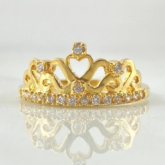 Anillo Corona Corazon Enraizado 2.95gr / T7 / Oro Amarillo 18K *