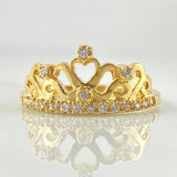 Anillo Corona Corazon Enraizado 2.95gr / T7 / Oro Amarillo 18K *