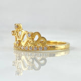 Anillo Corona Corazon Enraizado 2.95gr / T7 / Oro Amarillo 18K *
