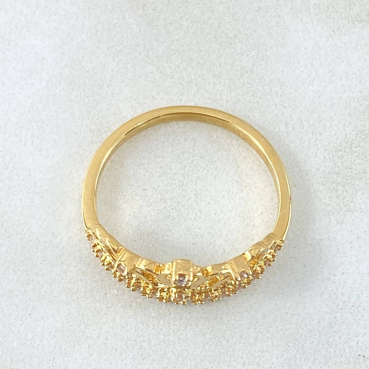 Anillo Corona Corazon Enraizado 2.95gr / T7 / Oro Amarillo 18K *