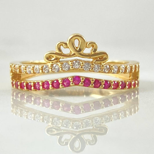 Anillo Corona Pavonada 3.15gr / T8 / Oro Amarillo 18K *