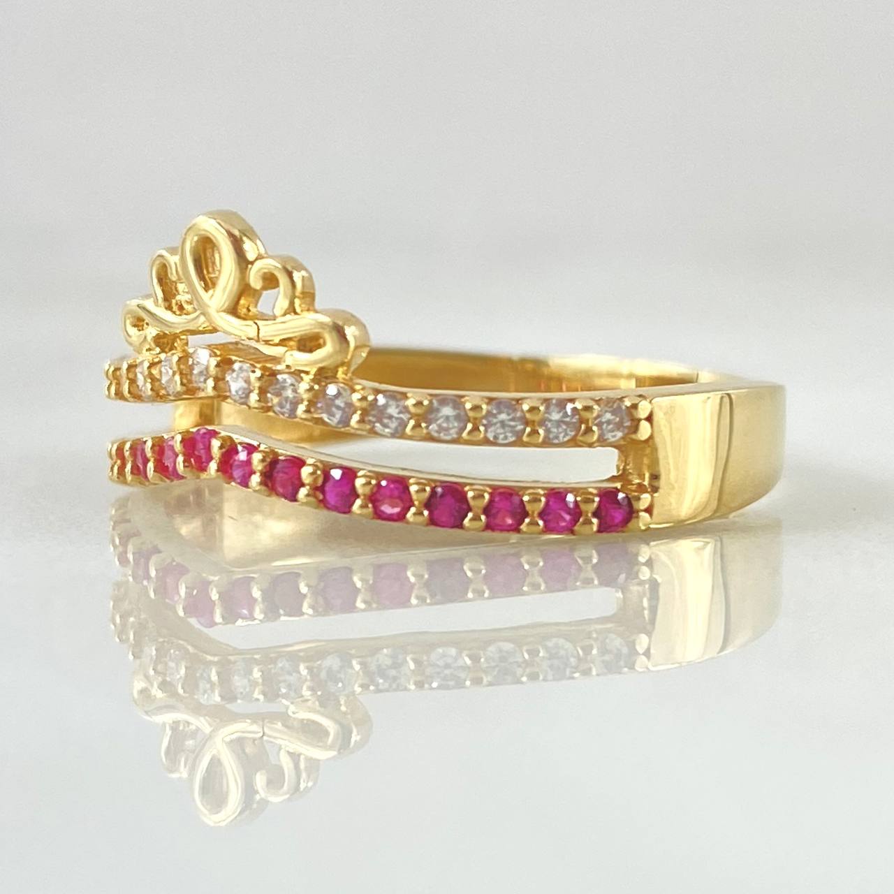 Anillo Corona Pavonada 3.15gr / T8 / Oro Amarillo 18K *