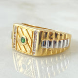 Anillo Correa Sello Cuadrado Incrustado 8.2gr / T10 3/4 / Dos Oros Amarillo Blanco 18K *