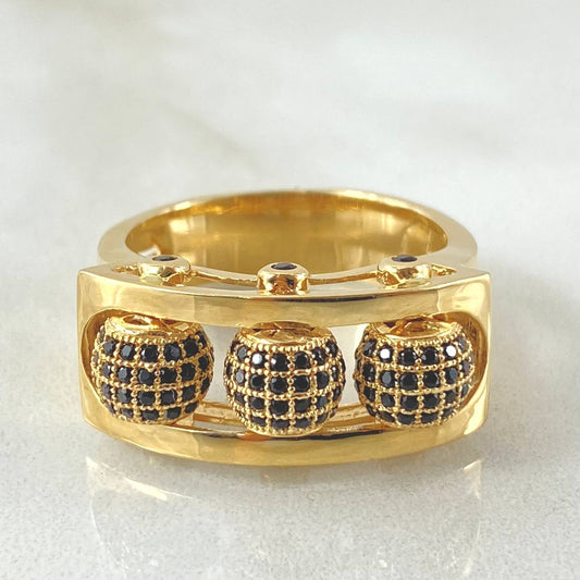 Anillo Trio Bolas De Fuego 10.3gr / T9 1/4 / Oro Amarillo 18K *