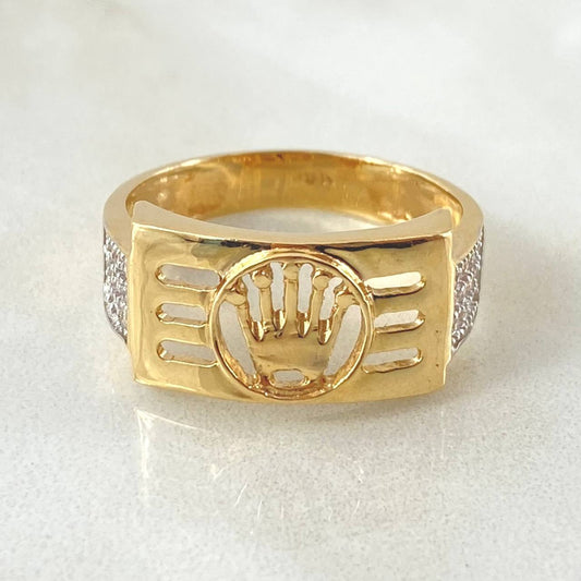 Anillo Corona Sello Enrrejada 5.45gr / T10 / Oro Amarillo 18K *