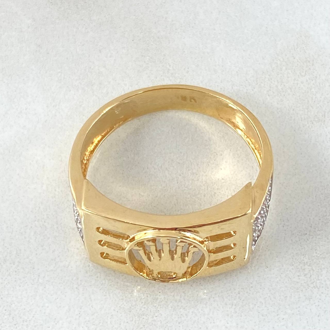 Anillo Corona Sello Enrrejada 5.45gr / T10 / Oro Amarillo 18K *
