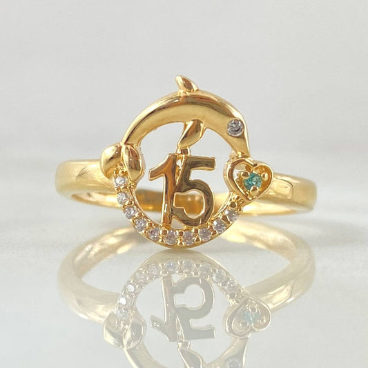 Anillo Arco Delfin Quinces 2.35gr / T7 1/2 / Oro Amarillo 18K