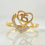 Anillo Corazón Quinces 2.6gr / T6 / Oro Amarillo 18K