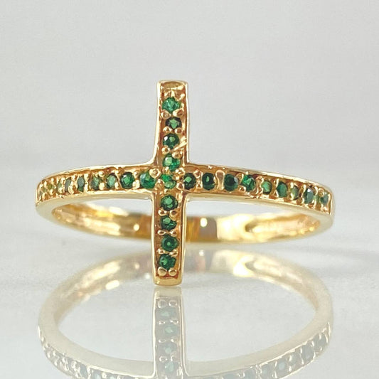 Anillo Cruz Tupida 1.8gr / T7 1/4 / Oro Amarillo 18K