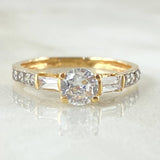 Anillo Solitario Imperial Tupido 2.1gr / T6 1/4 / Dos Oros Amarillo Blanco 18K