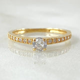 Anillo Solitario Tupido Bordeado 1.45gr / T6 / Oro Amarillo 18K