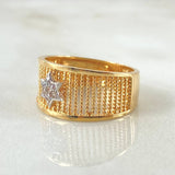 Anillo Malla Estrella 3.8gr / T6 / Dos Oros Amarillo Blanco 18K
