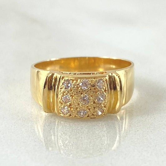 Anillo Placa 6 Puntos 2.65gr / T4 1/4 / Oro Amarillo 18K