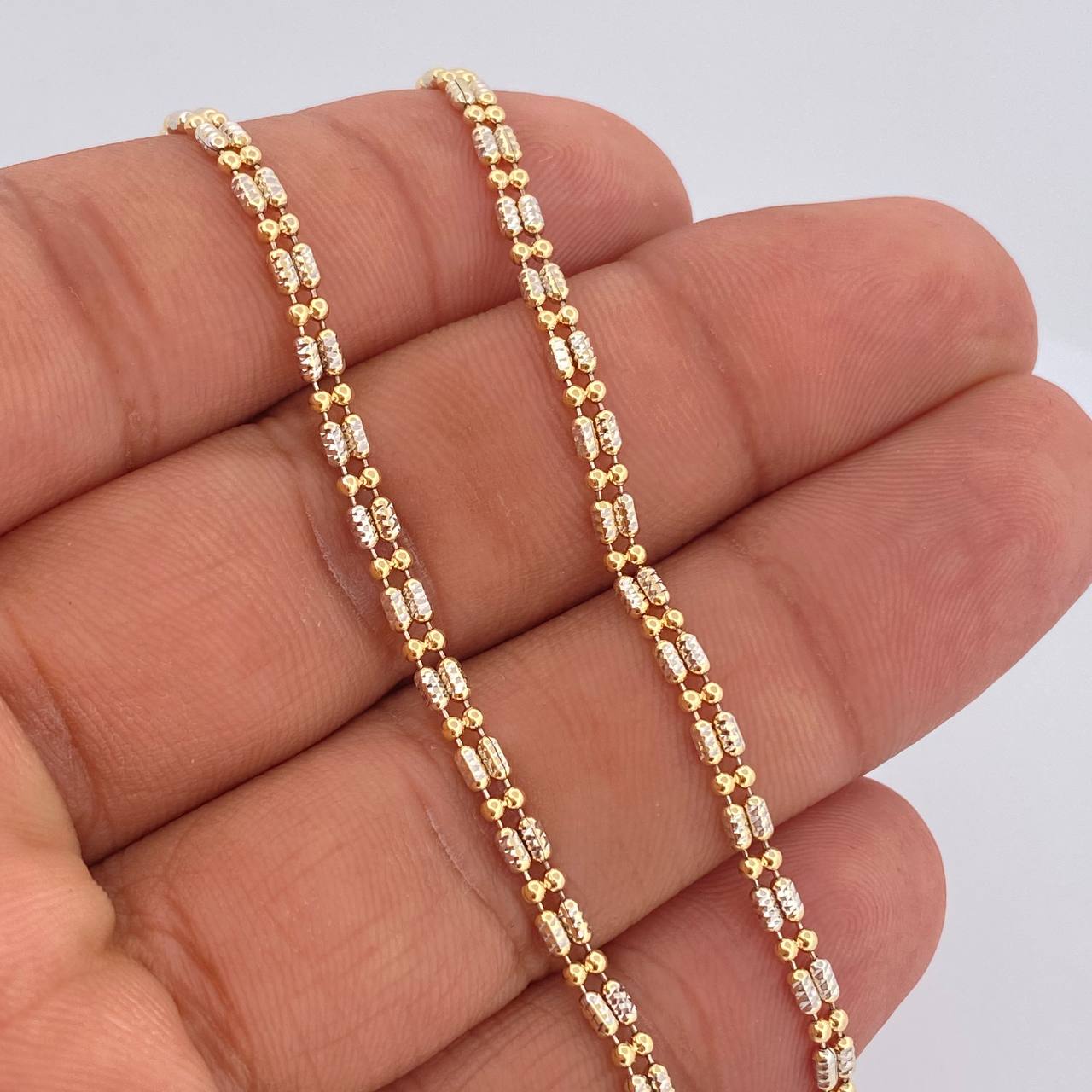 Cadena Ice 11.5gr / 60cm / Dos Oros Amarillo Blanco +4 18K $