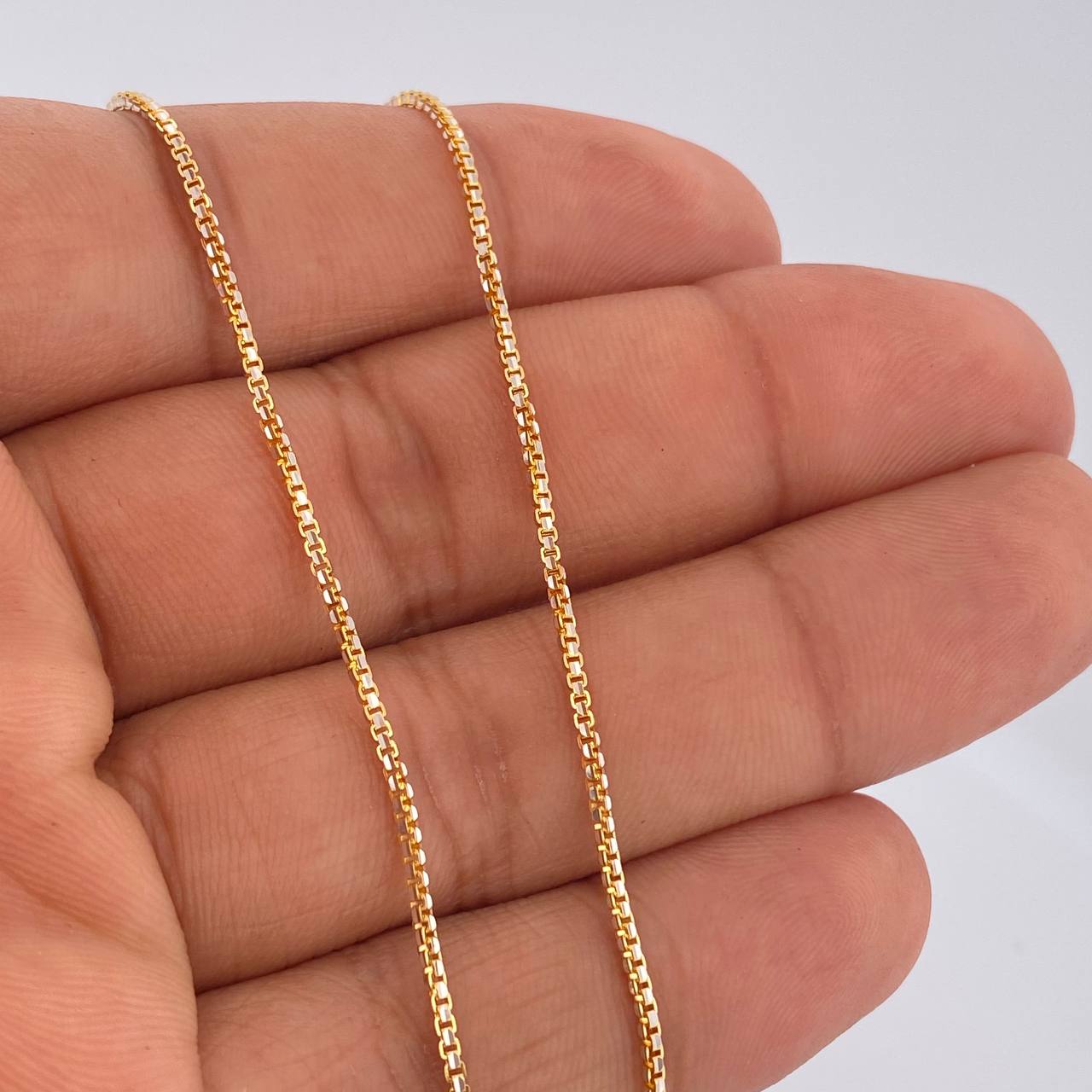 Cadena Veneciana 6.4gr / 60cm / Dos Oros Amarillo Blanco +3 18K $