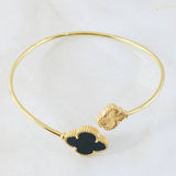 Pulso Aro Trebol Dorado Negro 5.55gr / 18cm / Oro Amarillo Nac.Esp. 18K *