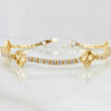 Pulso Tennis Trebol Dorado 16.2gr / 20.5cm / Oro Amarillo Nac.Esp. 18K ©