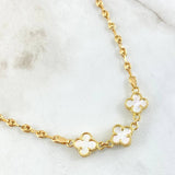 Cadena GC Trebol Blanco 7.8gr / 45cm / Oro Amarillo Nac.Esp. 18K