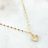 Set Cadena y Dije Flor Espejo + Corazon Silueta 1.35gr / Oro Amarillo 18K (Oferta)