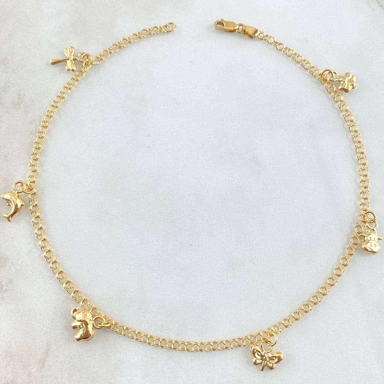 Tobillera Aro Seguido Dije 3.6gr / 26cm / Oro Amarillo 18K
