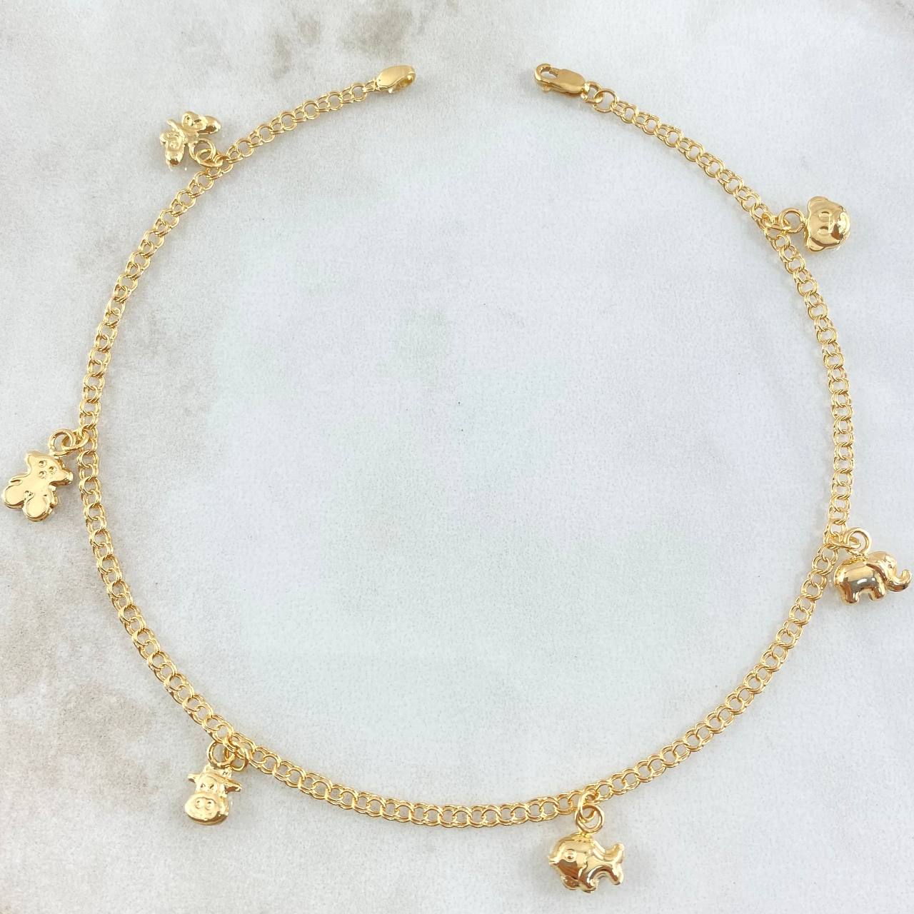 Tobillera Aro Seguido Dije 3.75gr / 25cm / Oro Amarillo 18K