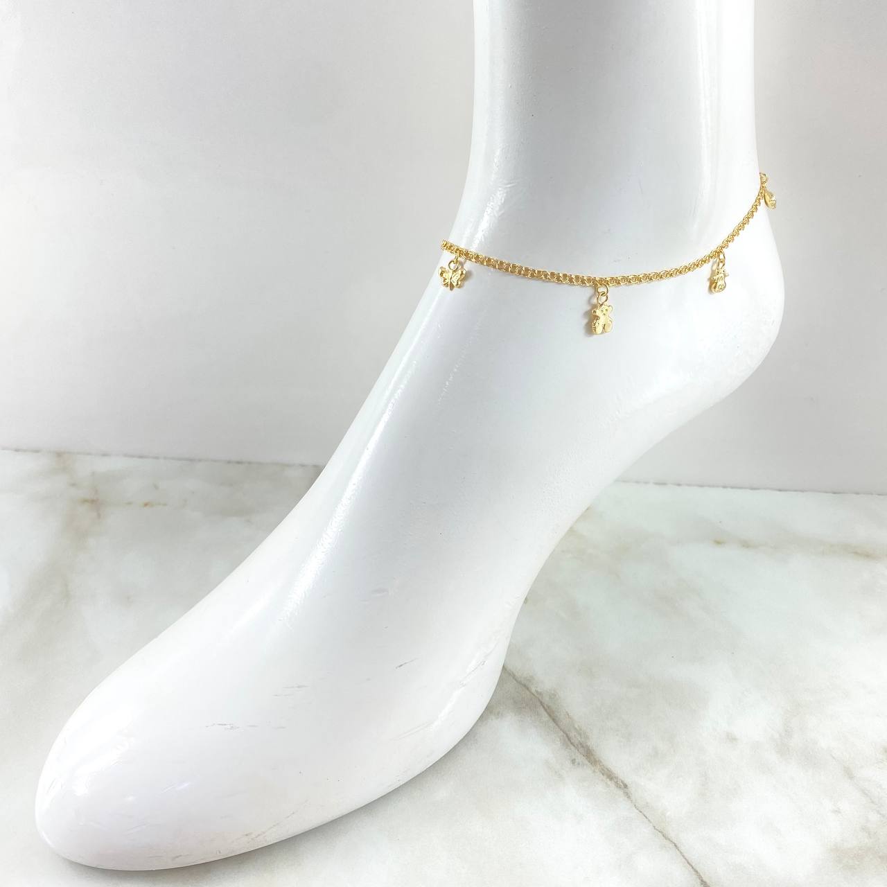 Tobillera Aro Seguido Dije 3.75gr / 25cm / Oro Amarillo 18K