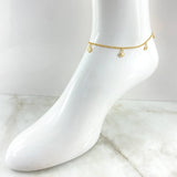 Tobillera Aro Seguido Dije 3.55gr / 25cm / Oro Amarillo 18K