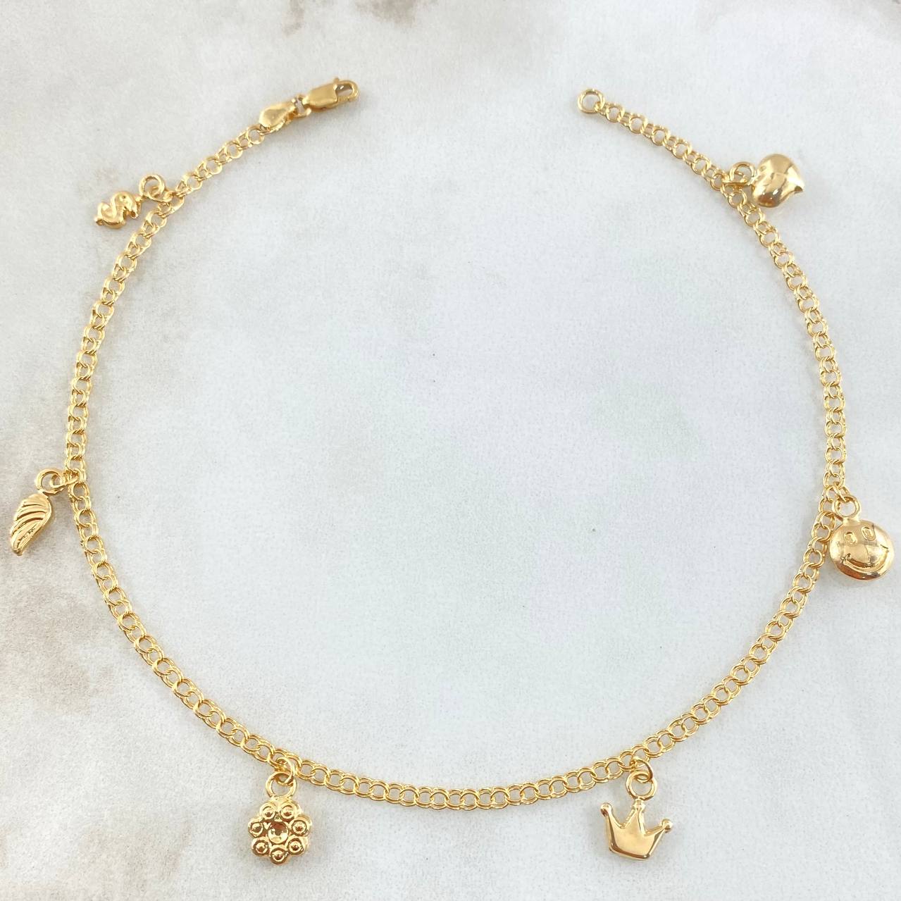 Tobillera Aro Seguido Dije 3.45gr / 24.5cm / Oro Amarillo 18K