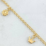 Tobillera Aro Seguido Dije 3.45gr / 24.5cm / Oro Amarillo 18K