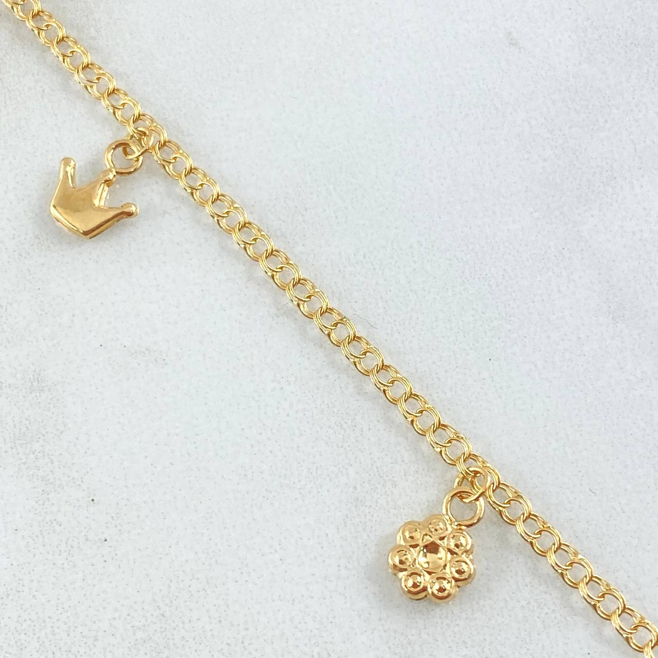 Tobillera Aro Seguido Dije 3.45gr / 25.5cm / Oro Amarillo 18K