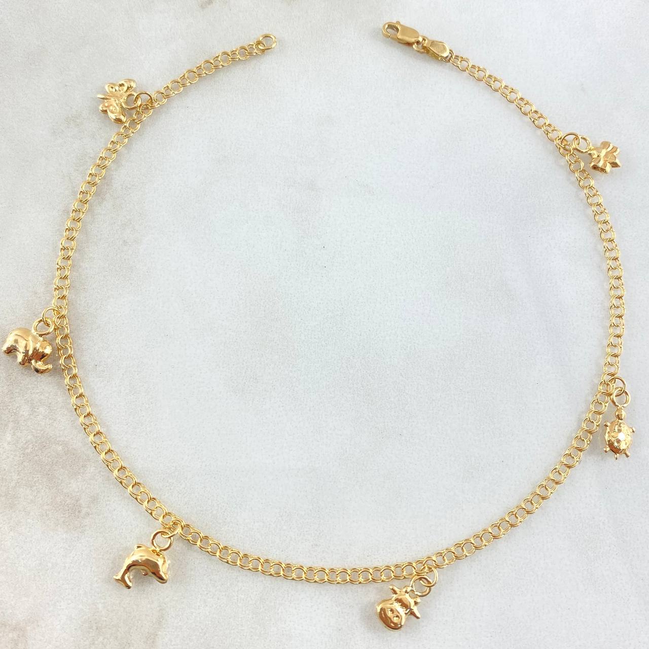 Tobillera Aro Seguido Dije 3.4gr / 25.5cm / Oro Amarillo 18K