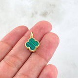 Dije Trebol Verde 1.3gr / 1.9cm / Oro Amarillo Nac.Esp. 18K ©