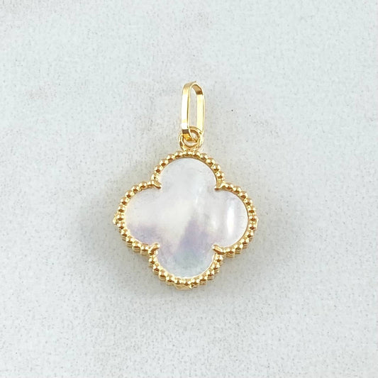 Dije Trebol Blanco 1.8gr / 2.2cm / Oro Amarillo Nac.Esp. 18K ©