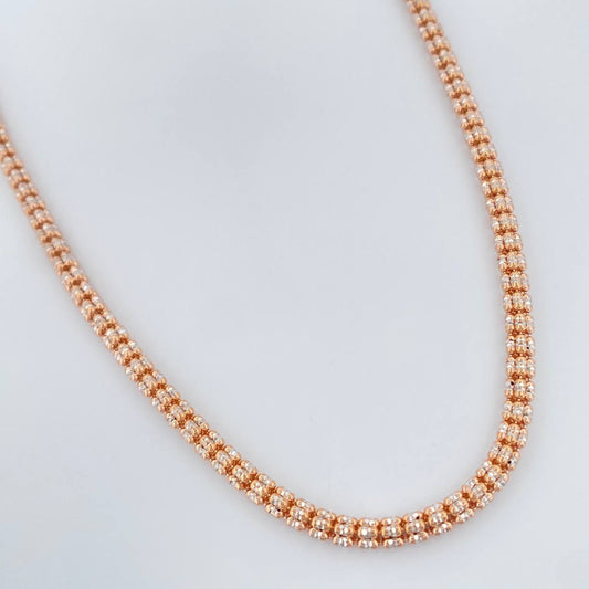 Cadena Ice 27.95gr / 70cm / Dos Oros Blanco Rosa +4 18K $