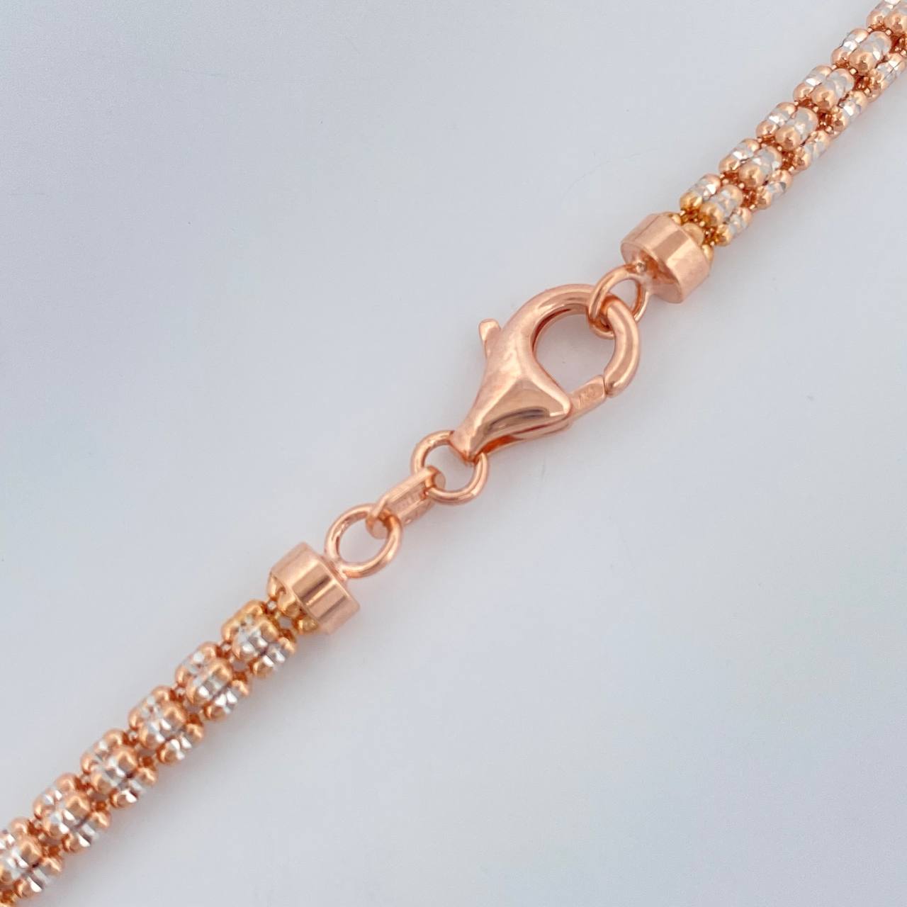 Cadena Ice 20.65gr / 60.5cm / Dos Oros Blanco Rosa +4 18K $