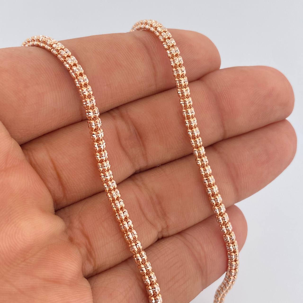 Cadena Ice 27.95gr / 70cm / Dos Oros Blanco Rosa +4 18K $