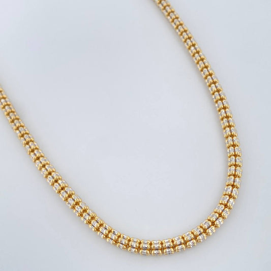 Cadena Ice 31.4gr / 66.5cm / Dos Oros Amarillo Blanco +4 18K $